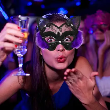 Venedik maskeli balo maskesi Lüks Siyah Kedi Dantel Maske süslü elbise Noel Cadılar Bayramı Kostüm partisi Kızlar Kadınlar Karnaval Maskesi