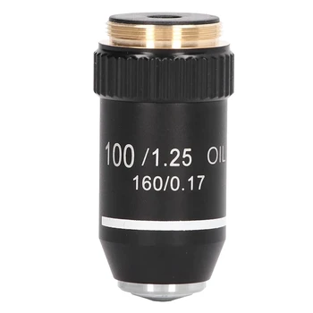 Biyolojik Mikroskop Lens, 195 Akromatik Siyah Objektif Lens 100X Yağ Yüksek Güç Objektif Arayüzü 20.2 mm Konu