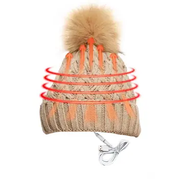Isıtmalı şapka verimli ısı transferi ısıtmalı şapka kadın şarj edilebilir sıcak kış şapka örgü kafatası açık spor ısıtmalı kasketleri