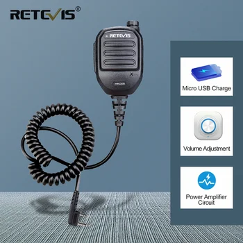 Retevis HK008 2pın Şarj Edilebilir Mikrofon Mikrofon Hoparlör Ses PTT Teğet Baofeng UV 5R Quansheng UV K5 RT3S H777 TYT için