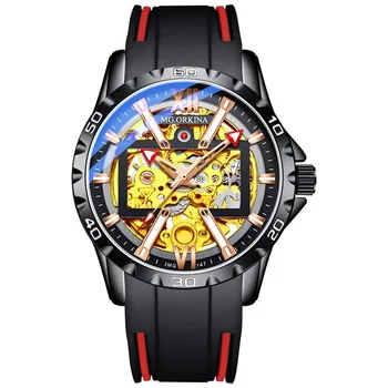 Otomatik Mekanik spor saat İskelet Tasarım erkek saati Moda Marka Su Geçirmez Casual Saat Reloj Hombre 2023