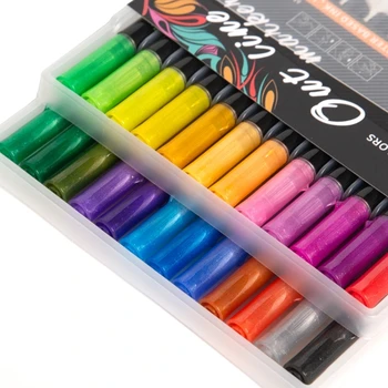 12/24 Renk Glitter İşaretleyiciler Glitter Çift Hat Anahat Kalemler doğum Günü Kartı Yapımı için Boyama Kitabı DIY Scrapbooking