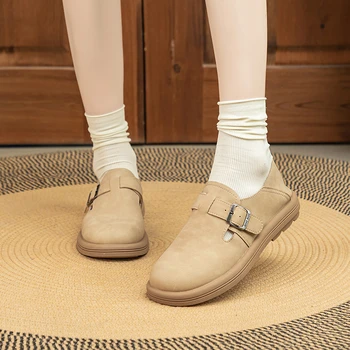 Düz Rahat kadın ayakkabısı 2024 Bahar Rahat Yuvarlak Ayak yürüyüş ayakkabısı Moda Yeni Elbise Tasarımcısı Retro kadın ayakkabısı Zapatos