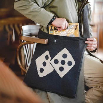 Maden Şanslı Zar Örme Crossbody Çanta Vintage Büyük Kapasiteli kol çantası Çanta erkek Marka Tasarımcısı Seyahat askılı çanta