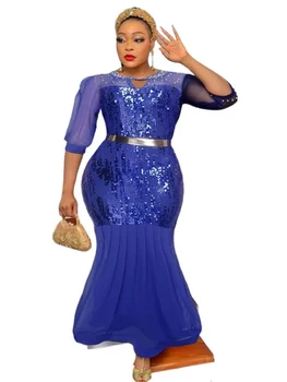 Afrika Kadınlar Gelinlik Dashiki Ankara Pullu Kıyafetler Kıyafeti Artı Boyutu Türkiye Akşam Parti Uzun Maxi Elbise Bayan Giyim