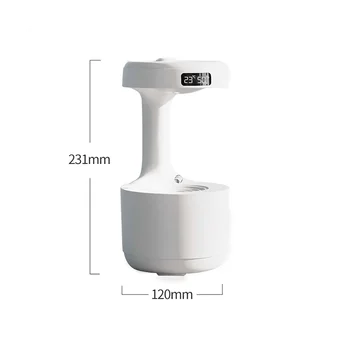 600ML Nemlendirici Ev Anti-Yerçekimi Su Damlacıkları Ultrasonik Serin Sis Makinesi için LED Ekran ile Yatak Odası Ofis