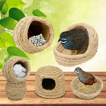 Kuş Yuva El Yapımı Saman Papağan Yuva Açık Sıcak Kuş Yuva Güvercin Evi Pet Yatak Odası Avlu Kuş Kafesleri Kuş Kafesi Aksesuarları