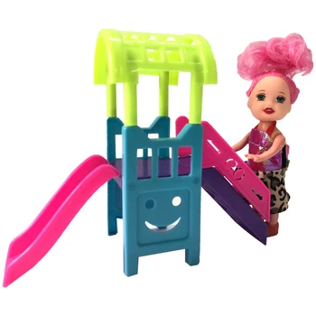 NK 1 Takım 1:12 Aksesuarları Eğlence Slayt barbie bebek Anaokulu Kelly Bebek salıncaklı park Oyun Evi Mini Oyuncaklar