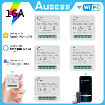 AUBESS WiFi Akıllı led ışık anahtarı 16A Kablosuz Akıllı Ev Röle Kırıcı Zamanlayıcı APP Kontrolü Çalışma Homekit Alexa Google Ev