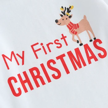 Benim İlk Noel Bebek Kız Erkek Kıyafetler Yenidoğan Uzun Kollu Romper Pantolon şapka saç bandı 4 Adet Noel Giysileri Seti