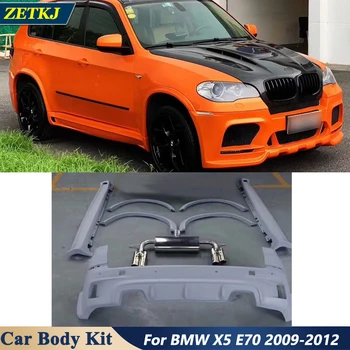 X5 Değiştirmek HM Tipi araç gövde kiti PU Boyasız Ön Arka Tampon Yan Etekler Tekerlek Kaşları Egzoz BMW X5 E70 2009-2012