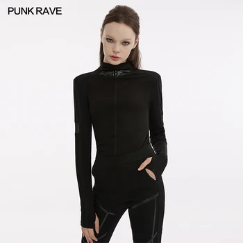 PUNK RAVE kadın Punk Uzun Kollu tişört Techwear Tarzı Çok Yönlü Temel T-shirt Sonbahar Kişiselleştirilmiş Gotik Günlük Kadın Bezleri