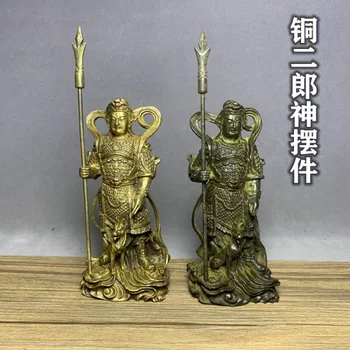 Bakır Buda Heykeli Erlang Tanrı Yang Xiaolangjun Tanrı Dekorasyon Xiao Tian Köpek Bakır Heykel Üç Köşeli İki Bıçaklı Bıçak Bakır