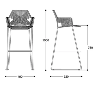 İskandinav Bar Taburesi Minimalist Modern Yüksek Ayak Taburesi Rattan Sandalye Eğlence Arkalığı Basit Ev bar sandalyesi Yaratıcı Bar Tabureleri