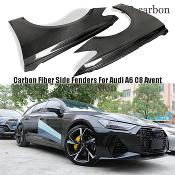 Audi için A6 C8 Avent To RS7 Yüksek Kaliteli Karbon Fiber Ön Yan Çamurluklar Kapakları Dekorasyon Araba Styling Vücut Kiti