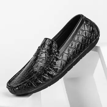 Sürüş ayakkabısı Slip-on deri ayakkabı erkek Hakiki Deri Kore İngiliz Trendi rahat ayakkabılar Yürümeye Başlayan Yaz Loafer'lar erkek ayakkabıları