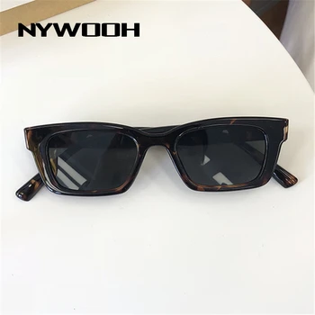 NYWOOH Vintage Dikdörtgen Güneş Gözlüğü Kadın Erkek Retro Küçük güneş gözlüğü Bayanlar Dar Siyah Kare Shades Gözlük UV400