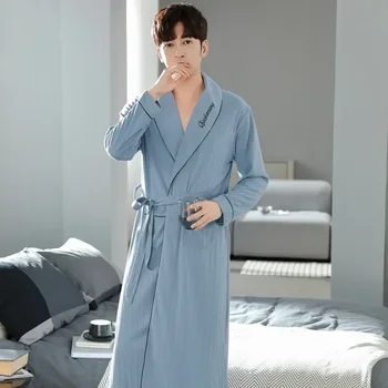 Giysileri Kış Artı Boyutu Sonbahar Gecelik Elbiseler Pamuk Bornoz Ev Pijama Erkekler Gevşek 2023 Uzun Erkek Kore Kollu