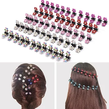 6 adet Kristal Rhinestone Kaymaz Tokalar Metal saç tokası Çiçek Mini saç tokası s Tatlı Kız Saç Pençeleri Şapkalar saç aksesuarları