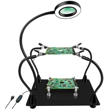 Manyetik Yardım Eli Seti Kiti İle 6X büyüteçli LED Lamba, Metal devre kartı Tutucu