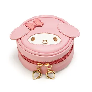 Hello Kitty Kawaii bozuk para çantaları Sanrio Benim Melody Kuromi Cinnnamoroll Puding Sevimli Cüzdan Yuvarlak Saklama Mücevher Kutusu Kulaklık Çanta