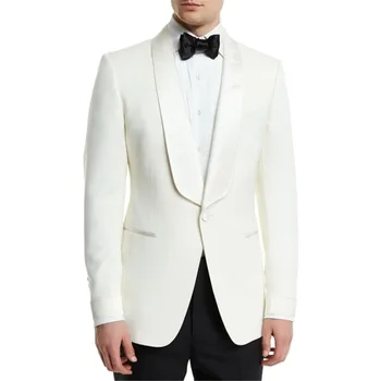 2023 Krem FİLDİŞİ Erkek Takım Elbise Damat Smokin Ceket Pantolon Düğün Takım Elbise Mens İçin Moda Smokin Düğün Parti Sahne Performansı