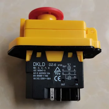 DKLD DZ-6 AC250V 15A 4 Pins 5 Pins Su Geçirmez Acil Durdurma basmalı düğme anahtarı IEC 60947-3 EN 61058-1