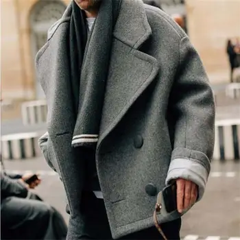 Polo yaka yün ceket erkek ceket sonbahar ve kış sokak moda kısa tarzı sonbahar omuz moda yün kısa rüzgarlık