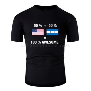 Komik Yarım Honduras Yarım Amerikan 100 % Honduras Bayrağı T Shirt Erkekler İçin Pamuklu Erkek Kız T Shirt 2022 Homme
