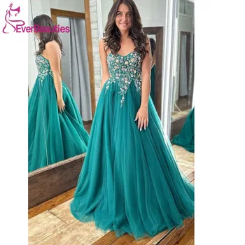 Tül Dantel Balo Elbise Uzun 2024 Vestidos De Fiesta Elegantes Para A-Line Örgün Parti Elbise Kadınlar için