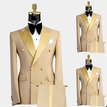 Son Erkek Takım Elbise Düğün Damat Giyim Slim Fit Custom Made Ekleme Tepe Yaka Blazer Terno Masculino 2 Parça Ceket + pantolon