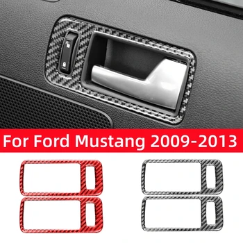 Ford Mustang 2009-2014 için Aksesuarları Karbon Fiber İç Araba Kapı Kolu Kase Sticker Çıkartması Dekorasyon Çerçeve ayar kapağı
