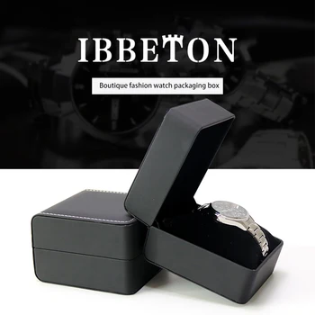 IBBETON 1-Slot Siyah Tek saat hediye kutusu Yastık ıle PU Deri kol saati vitrini Organizatör Erkekler ıçin Ekran Kutusu Hediye
