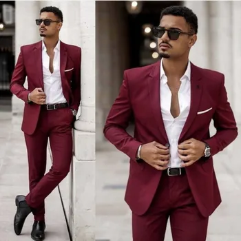 Yeni 2 parça Erkek Takım Elbise 2023 Slim Fit Damat Smokin İş Resmi Balo En İyi Adam Düğün Parti Elbise Artı Boyutu Kostüm Homme