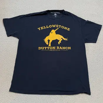 Sarı Taş Dutton Ranch Gömlek Erkek XL Mavi Kısa Kollu Ekip Boyun Açık