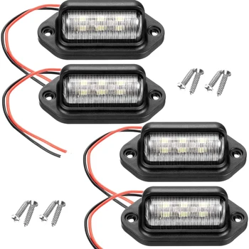 4 Adet 12V 6 SMD LED dış plaka etiketi ışık su geçirmez plaka lambası arka lambası araba kamyon RV römork Tekne