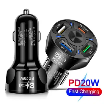 PD20W+3USB araba şarjı Hızlı Şarj Çakmak Araba cep telefonu şarj adaptörü 4-port Araç Hızlı Şarj Cihazı