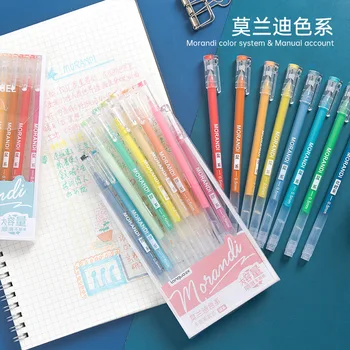 9 adet Morandi Gri Kalem Seti Çok renkli jel mürekkep kalemler Vintage Marker Liner 0.5 mm Tükenmez Kırtasiye Hediye Ofis Okul