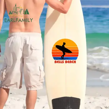 EARLFAMILY 30cm x 27.7 cm Bells Plaj Sörfçü Araba Çıkartmaları Sörf Tahtası Çizilmeye dayanıklı Su Geçirmez Araç Snowboard Bavul Çıkartması