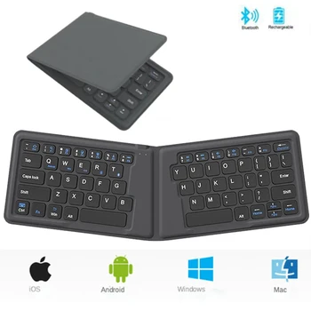 Katlanır Bluetooth Klavye Ergonomik Taşınabilir Şarj Edilebilir Kablosuz Klavye Çoklu Cihaz Mini Klavye İpad Dizüstü Tablet İçin