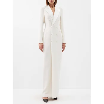 Kruvaze Uzun Ceket Kadınlar için Resmi Blazer Zarif Düğün Takım Elbise Ofis kadın ceketi Resmi Elbise Ceket 1 ADET