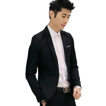 İlkbahar Ve Sonbahar 2023 Kore Versiyonu İnce Küçük Blazer erkek Düz Renk Rahat Ve Çok Yönlü Bir Düğme Küçük Takım Elbise Üst