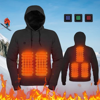 Erkekler kadınlar hafif ısıtma ceket uzun kollu Streetwear gevşek mont rahat USB şarj edilebilir yumuşak 3 ısı seviyeleri 5 ısıtma bölgeleri