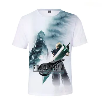 Erkek Giyim Final Fantasy VII Yeniden Erkekler Tshirt 3d Baskı Büyük Boy Kısa Kollu Moda T Shirt günlük t-shirt Homme Tee