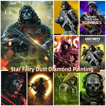 Call of Duty Hayalet Oyunu Peri Toz Elmas Boyama Nakış Mozaik Satış Resimleri Rhinestones Çapraz Dikiş Ev Dekor Hediye