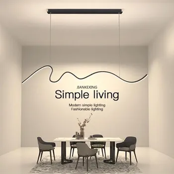 Yeni Minimalist Led kolye ışıkları Kısılabilir siyah Masa Yemek Odası Mutfak Ofis SuspensionLamp Fikstür Ev Dekor Tasarımı