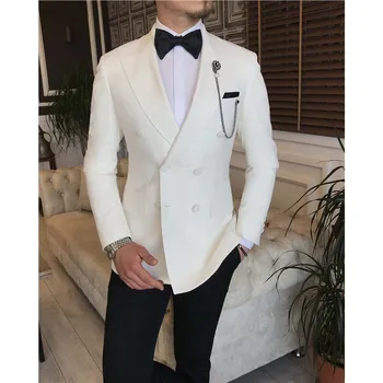 Zarif Kruvaze Erkek Takım Elbise Blazer Pantolon ile 2 Parça Set İş Düğün Damat Smokin Resmi Rahat Slim Fit Erkek Takım Elbise