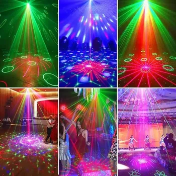 LED ses Strobe sahne ışıkları Mini DJ disko lazer ışığı projektörü Düğün Noel tatil parti lambası ses kontrolü sahne aydınlatma