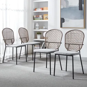 Sandalyeler Yemek Odası Ücretsiz Kargo Döşemeli Yan Sandalye Metal Ayaklı 4 parçalı Set Oturma Odası için mutfak mobilyası Ev