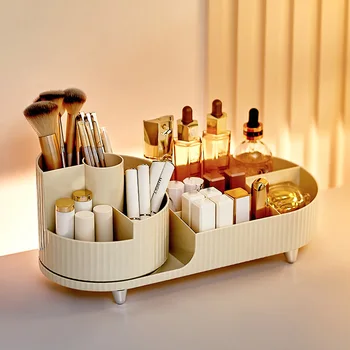 Kozmetik saklama kutusu Dönen kalemlik çekmeceli tuvalet masası Konteyner Çeşitli Eşyalar makyaj fırçası Ruj Organizatör Raf